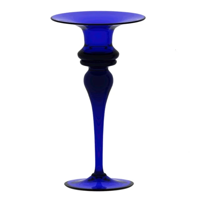 Bristol Glass Blue Tall Candlestick BB030 1 Bristol Glass Blue Tall Candlestick BB030